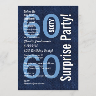 Invitación SORPRENDA el azul real moderno R604 del 60.o
