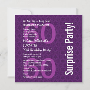 Invitación SORPRENDA el blanco púrpura moderno Y093 del 60.o