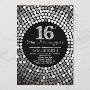 Invitación Sorprenda el décimosexto negro del cumpleaños y
