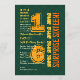 Invitación SORPRENDA el décimosexto verde y oro modernos W527