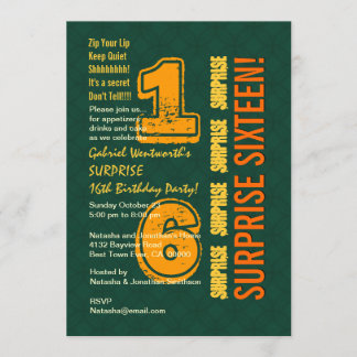 Invitación SORPRENDA el décimosexto verde y oro modernos W527