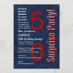 Invitación SORPRENDA el rojo azul moderno S691 del 50.o