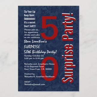 Invitación SORPRENDA el rojo azul moderno S691 del 50.o