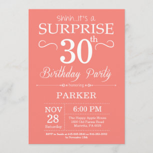 Invitación Sorprenda el trigésimo coral y blanco de la
