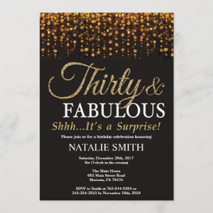 Invitación Sorprenda el trigésimo cumpleaños treinta y el oro
