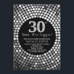 Invitación Sorprenda el trigésimo negro del cumpleaños y<br><div class="desc">Sorprenda la trigésima invitación del cumpleaños. Negro y purpurina de la plata. Diamante de plata. Fiesta de cumpleaños adulta. Para los hombres o las mujeres. Para el arreglo para requisitos particulares adicional,  haga clic por favor el "personalizar él" botón y utilice nuestra herramienta de diseño para modificar esta plantilla.</div>