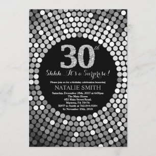 Invitación Sorprenda el trigésimo negro del cumpleaños y
