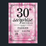 Invitación Sorprenda el trigésimo purpurina del rosa de la<br><div class="desc">Sorprenda la trigésima invitación del cumpleaños con las luces rosadas de la secuencia con los antecedentes rosados del purpurina. Pique el cumpleaños. Cumpleaños adulto. Los hombres o las mujeres Bday invitan. décimotercero décimo quinto décimosexto décimo octavo vigésimo 21ro trigésimo 40.o 50.o 60.o 70.o 80.o 90.o 100o, cualquier edad. Para el...</div>