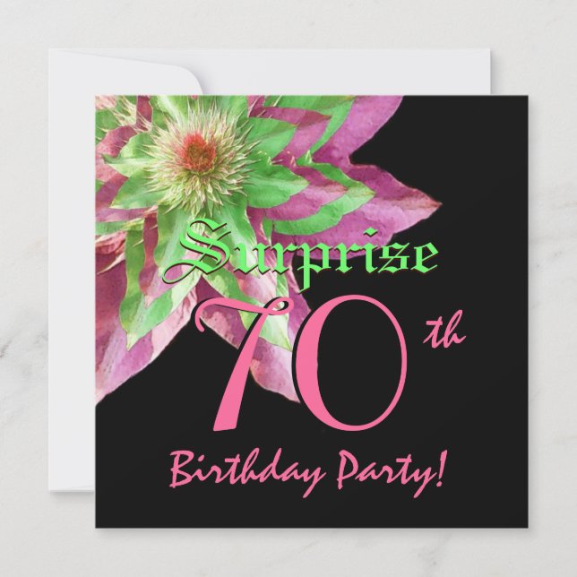 Invitación SORPRENDA la flor verde rosada W1444 del 70.o (Anverso)