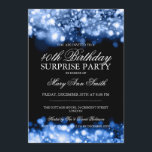Invitación Sorprenda las 40.as luces chispeantes azules de la<br><div class="desc">El 40.o diseño elegante de la invitación de la fiesta de cumpleaños de la sorpresa con chispear azul enciende adorno, nombre y fecha de encargo y texto adicional. Impresione su familia y amigos con este diseño elegante y con clase de la invitación del cumpleaños. ¡Completamente adaptable! Fácil de utilizar y...</div>
