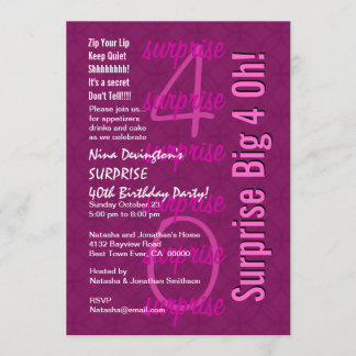 Invitación SORPRENDA las 40.as tonalidades del cumpleaños de