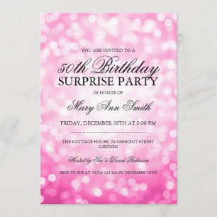 Invitación Sorprenda las 50.as luces del purpurina del rosa