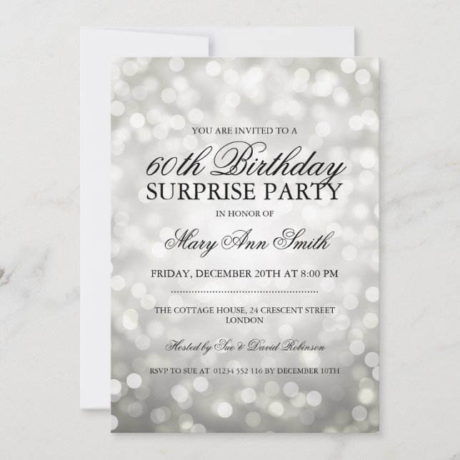 Invitación Sorprenda las 60.as luces del purpurina de la (Anverso)