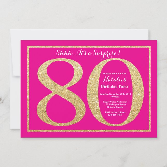 Invitación Sorprenda las 80.as rosas fuertes del cumpleaños y (Anverso)