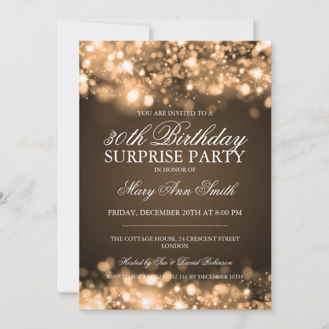 Invitación Sorprenda las luces chispeantes del trigésimo de (Anverso)