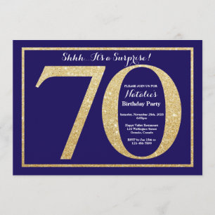 Invitación Sorprenda los 70.os azules marinos del cumpleaños