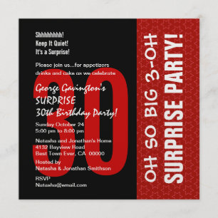 Invitación Sorprenda oh oh el trigésimo cumpleaños tan grande