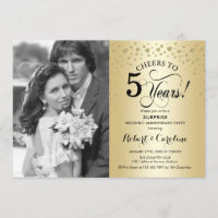 Sorprende 5º Aniversario con Foto Dorado Negro