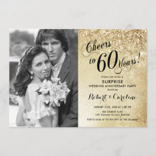 Invitación Sorprende 60º Aniversario con Foto - Oro