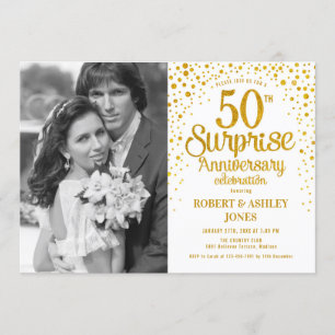 Invitación Sorprende el 50 aniversario con foto - Oro Blanco