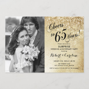 Invitación Sorprende el 65º aniversario con foto - Oro