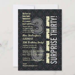 Invitación SORPRENDENTE 30 cumpleaños de marfil negro de plat