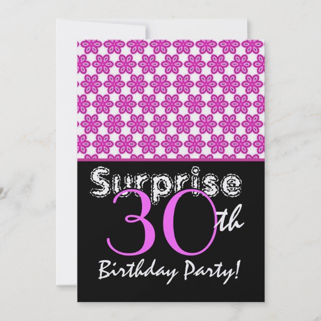 Invitación SORPRENDENTE 30 cumpleaños, pequeñas flores (Anverso)
