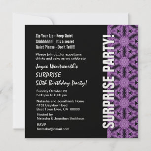Invitación SORPRENDENTE 50 años de blanco morado negro modern