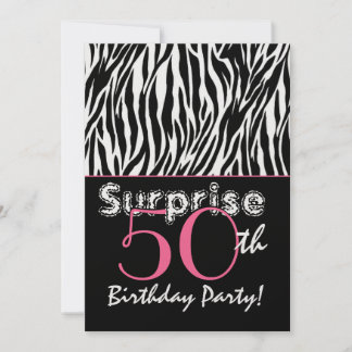 Invitación SORPRENDENTE 50 años Zebra estampadas en blanco ne