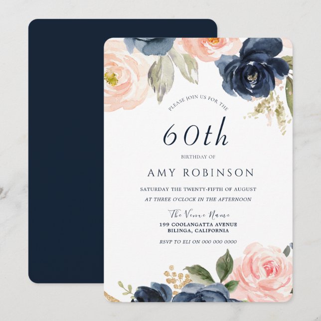 Invitación Sorprendente fiesta de cumpleaños número 60 de Rub (Anverso / Reverso)