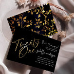 Invitación Sorprendente fiesta de cumpleaños sorpresa de Blac<br><div class="desc">Haga inolvidable el cumpleaños 21 de su ser querido con nuestras incansables invitaciones de personalizable de Eugene Designs. Con un Relieve metalizado de moda de oro falso 'Twenty One' en un guión manuscrito contemporáneo, estas invitaciones son la combinación perfecta de elegancia moderna y estilo minimalista. Los detalles de su fiesta...</div>
