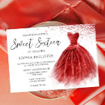 Invitación Sorprendente Purpurina rojo vestido vestido vestid<br><div class="desc">Sorprendente Purpurina Rojo Vestido vestido Dulce Dulce 16 Invitación de fiesta Ver Diversas variaciones de color en la colección de abajo o en nuestra tienda. Gracias</div>