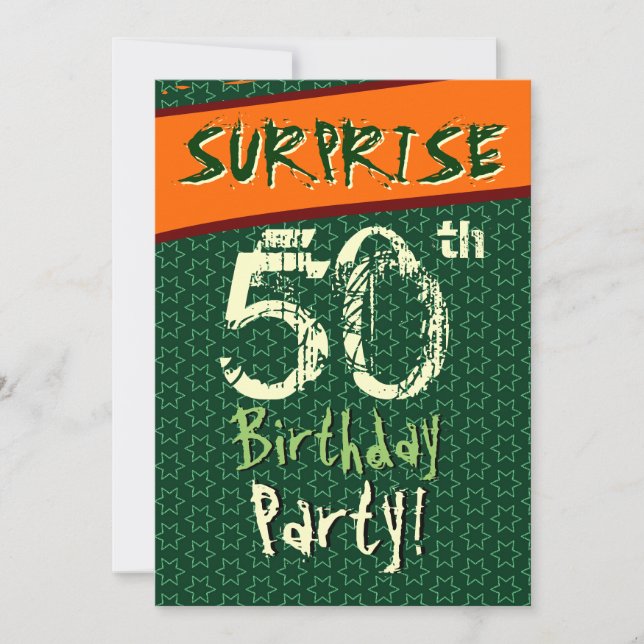 Invitación SORPRENDENTEMENTE 50 AÑOS Estrellas de Crema Naran (Anverso)