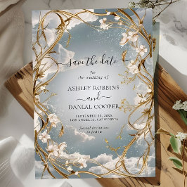 Invitación Sorprendentes flores de oro de Art Nouveau salvan