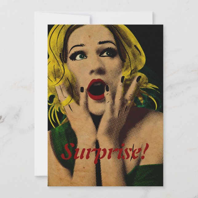 Invitación Sorprendida fiesta de cumpleaños de bella mujer (Anverso)