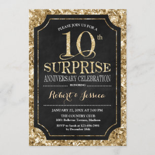 Invitación Sorpresa 10º Aniversario de Boda - Oro Negro