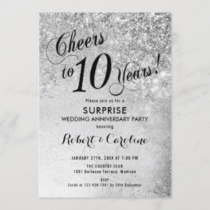 Invitación Sorpresa 10º Aniversario de Boda - Plata