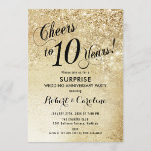 Invitación Sorpresa 10° aniversario Boda - Oro