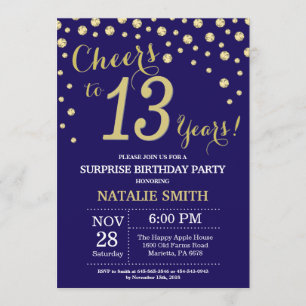 Invitación Sorpresa 13.º Diamante Azul y Oro de la Marina de 