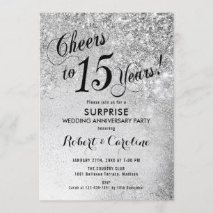 Invitación Sorpresa 15º Aniversario de Boda - Plata