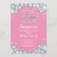 Sorpresa 15 cumpleaños Diamante rosa y Plata