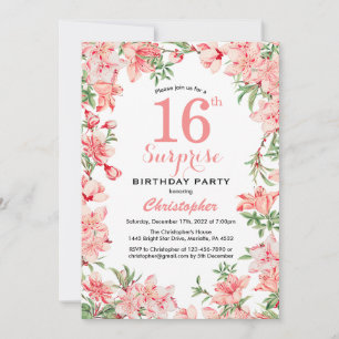 Invitación Sorpresa 16º cumpleaños Boho Rosa Botánico Floral