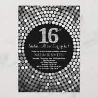 Sorpresa 16º cumpleaños Purpurina negro y plateado