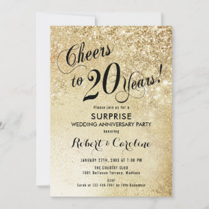 Invitación Sorpresa 20º Aniversario de Boda - Oro