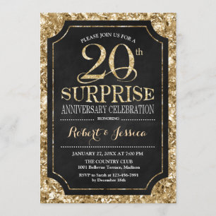 Invitación Sorpresa 20º Aniversario de Boda - Oro Negro