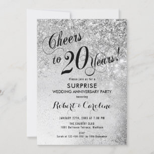 Invitación Sorpresa 20º Aniversario de Boda - Plata