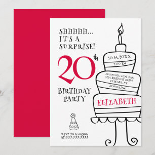 Invitación Sorpresa 20.ª fiesta de cumpleaños