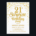 Invitación Sorpresa 21ª Fiesta de cumpleaños - Oro y Blanco<br><div class="desc">Sorpresa 21ª Invitación de fiesta de cumpleaños. Elegante diseño de oro blanco y falso purpurina. Presenta un diseño elegante de tipo de letra y letra de guión. Mándame un mensaje si necesitas edad personalizado.</div>