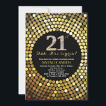 Invitación Sorpresa 21º cumpleaños Purpurina negro y oro<br><div class="desc">Sorpresa 21 cumpleaños invitación. Purpurina negro y oro. Diamante de oro.Fiesta de cumpleaños para adultos. Para hombres o mujeres.
Para más personalización,  haga clic en el botón "Personalizar" y utilice nuestra herramienta de diseño para modificar esta plantilla.</div>