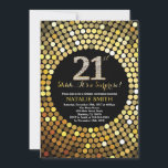 Invitación Sorpresa 21º cumpleaños Purpurina negro y oro<br><div class="desc">Sorpresa 21 cumpleaños invitación. Purpurina negro y oro. Diamante de oro.Fiesta de cumpleaños para adultos. Para hombres o mujeres.
Para más personalización,  haga clic en el botón "Personalizar" y utilice nuestra herramienta de diseño para modificar esta plantilla.</div>